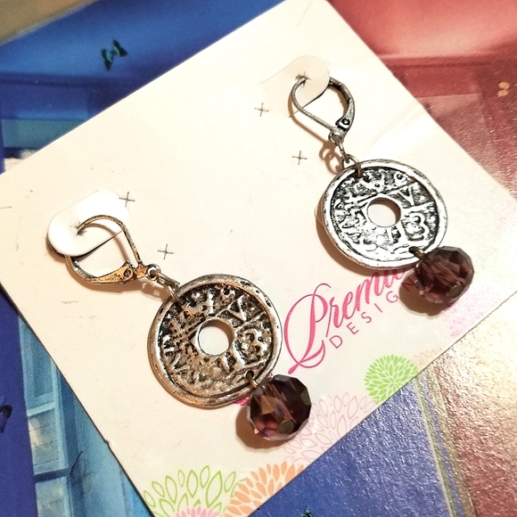 NEW Premier Designs Roman Coin Crystal Earrings - Picture 6 of 6